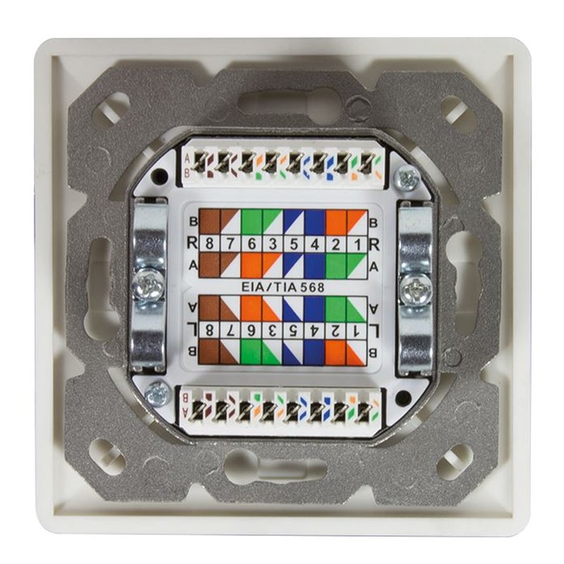 LogiLink Hutschienen-Adapter mit 1 Keystone Modul, hellgrau für 2x RJ45